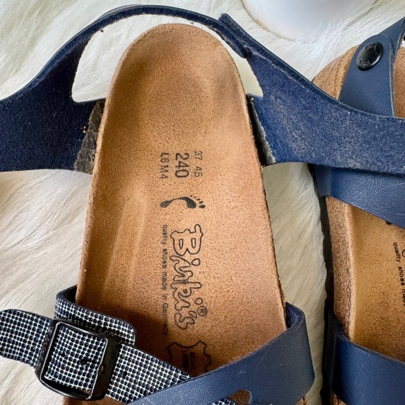 Birki's By Birkenstock Criss Cross Navy Blue Leather Buckle Strap Sandals Size 6 - Picture 4 of 13
